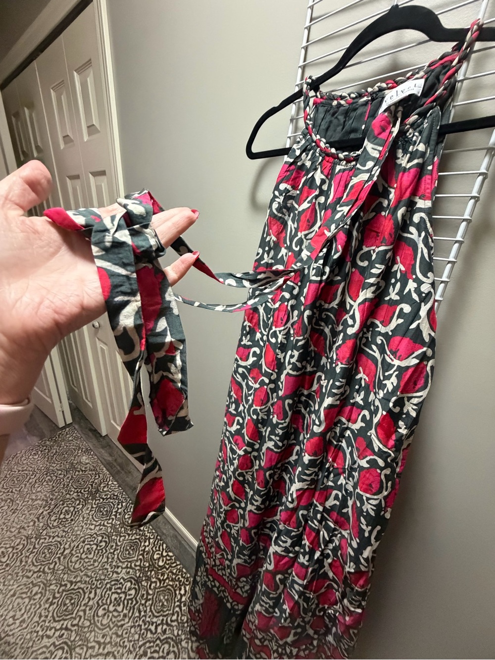 Velvet by Graham & Spencer Ghita Silk Cotton Halter Maxi Dress NWT XL $299 - Picture 10 of 10